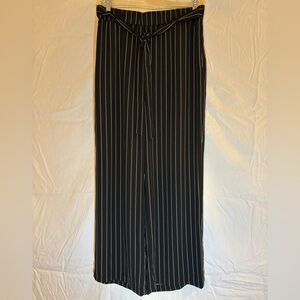 Flowy Black Pinstriped Trousers